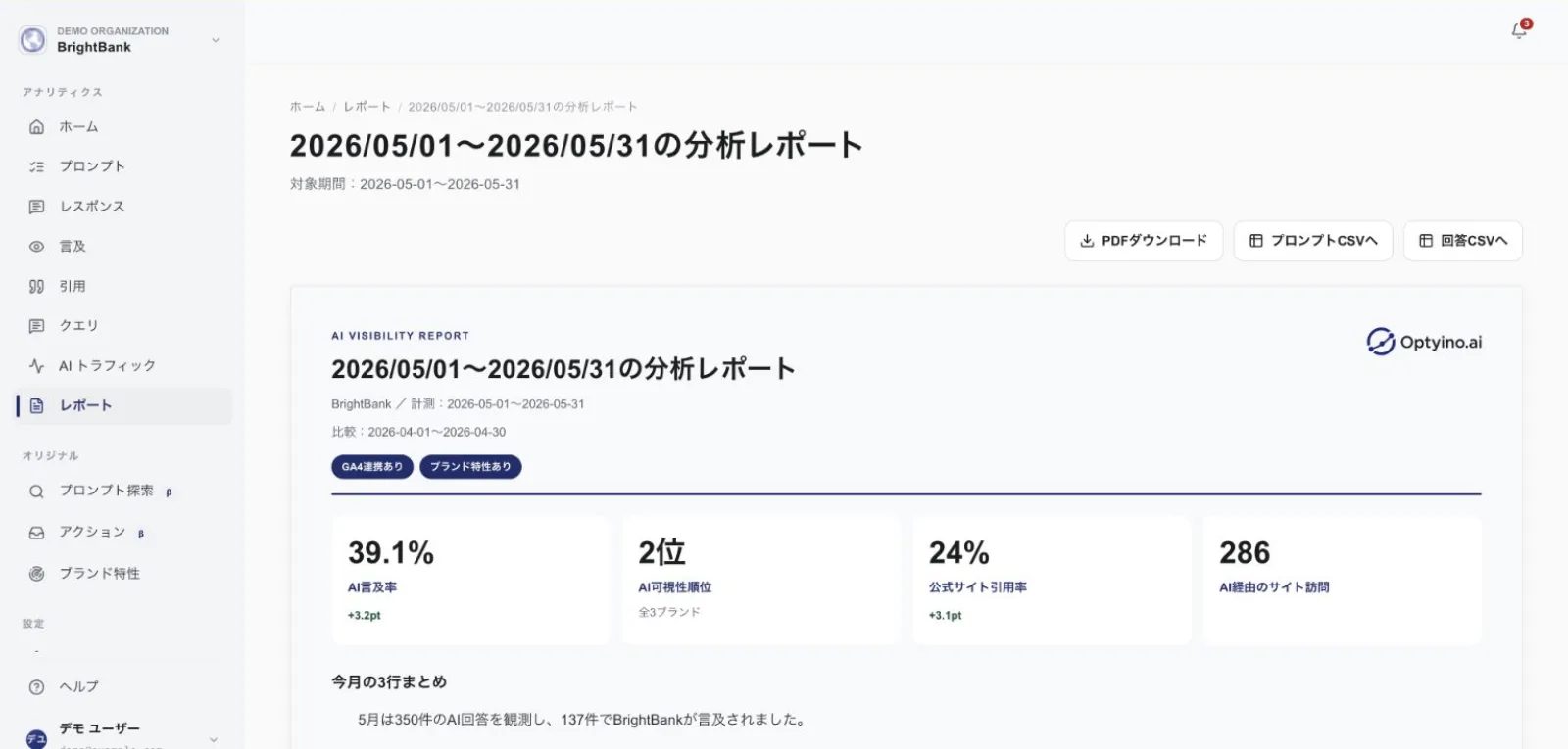 レポートの詳細ページ